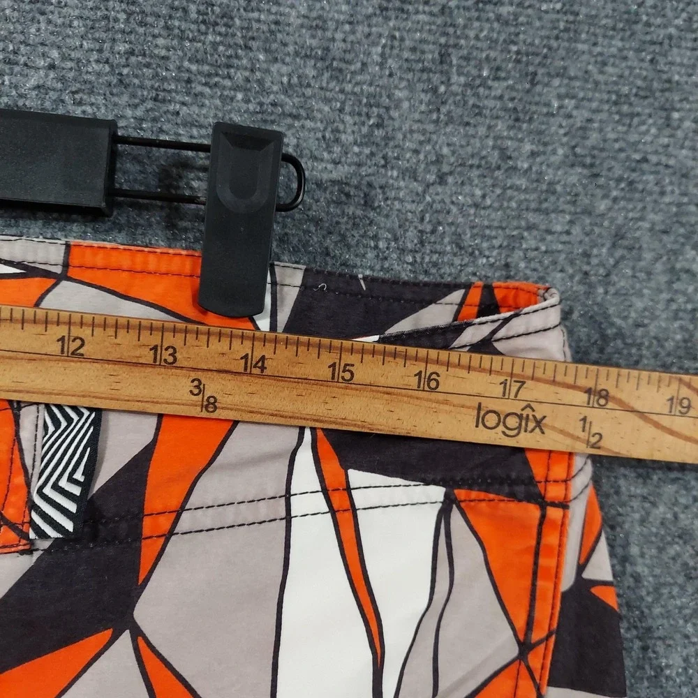 Vintage Volcom Board Shorts Mens 34 Orange‎ Geometric Print Surf Swim